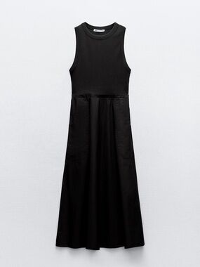 Zara Matching Pocket Midi Dress